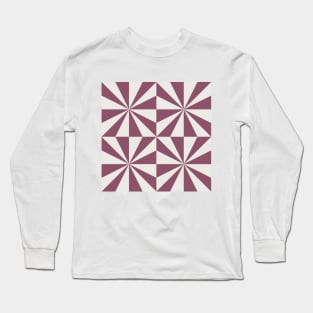 Vintage Geometric Purple Star Burst Pattern Long Sleeve T-Shirt